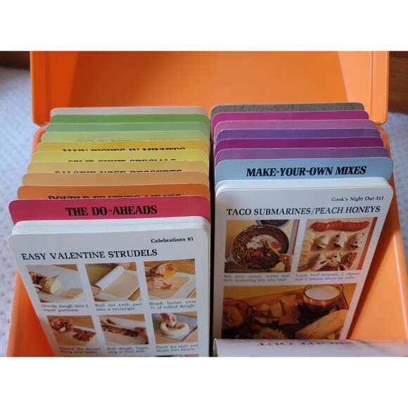 Vintage 1975 Betty Crocker STEP BY STEP Recipe Index Book Cards Orange Box - Picture 3 of 9